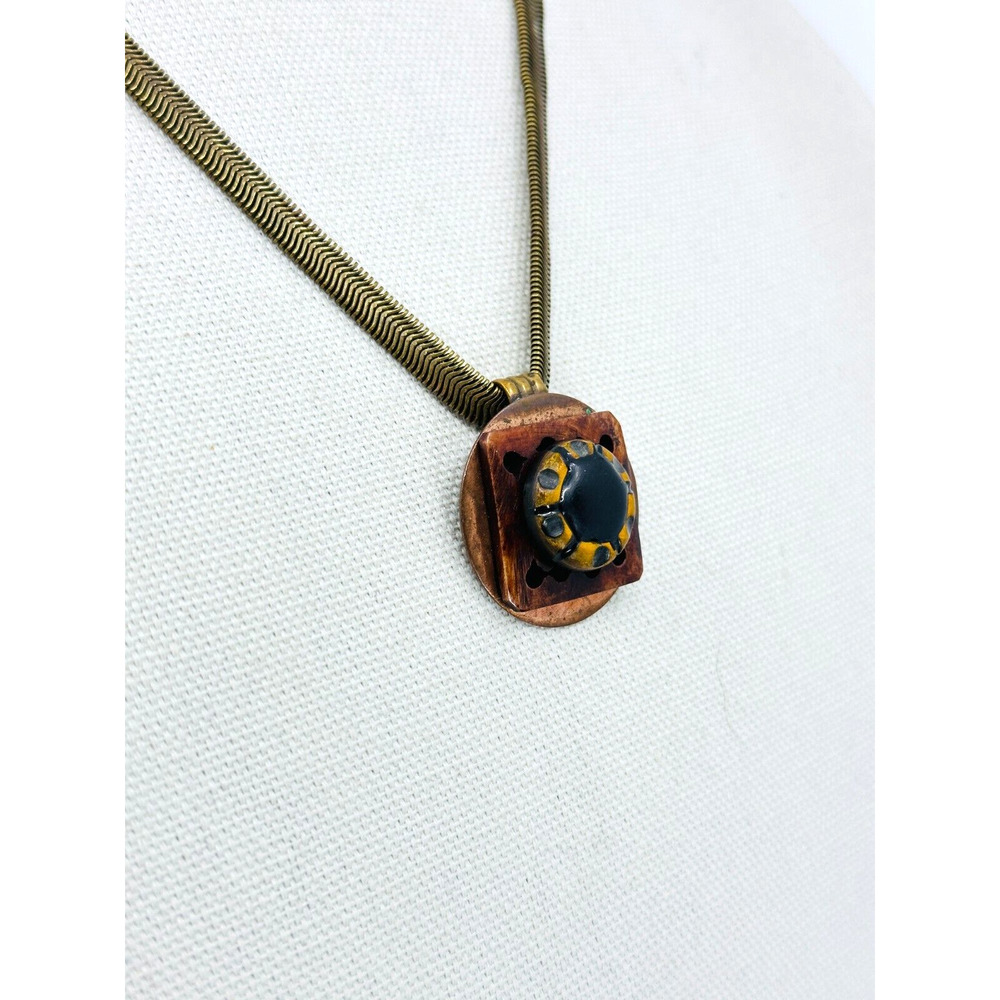 Marjorie Baer Necklace Medallion Pendant Modernist Brutalist Estate Jewelry